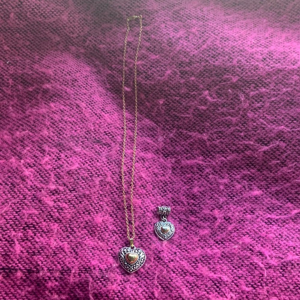 3 piece bundle Heart Pendant Necklace and Charm Set (NWOT)
